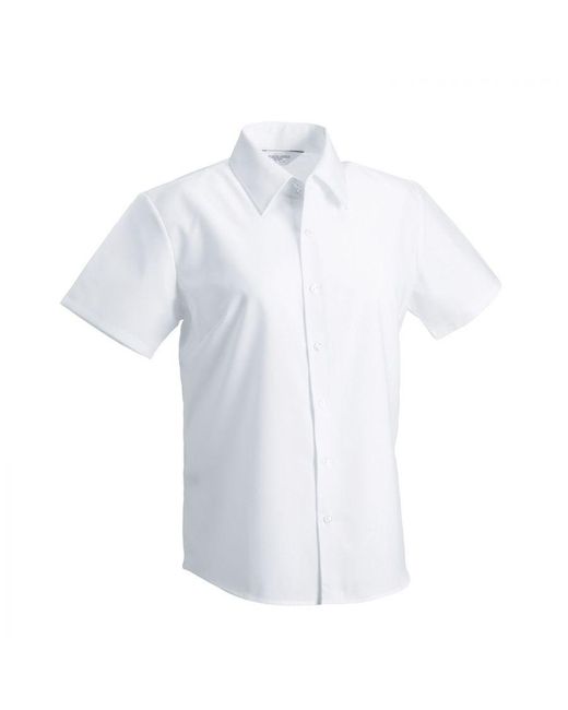 Russell White Collection /Ladies Oxford Tailored Short-Sleeved Shirt
