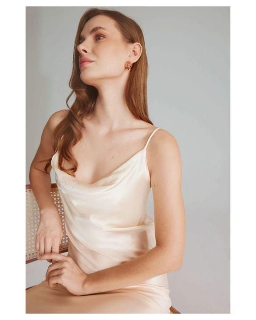 GUSTO Gray Long Satin Evening Dress