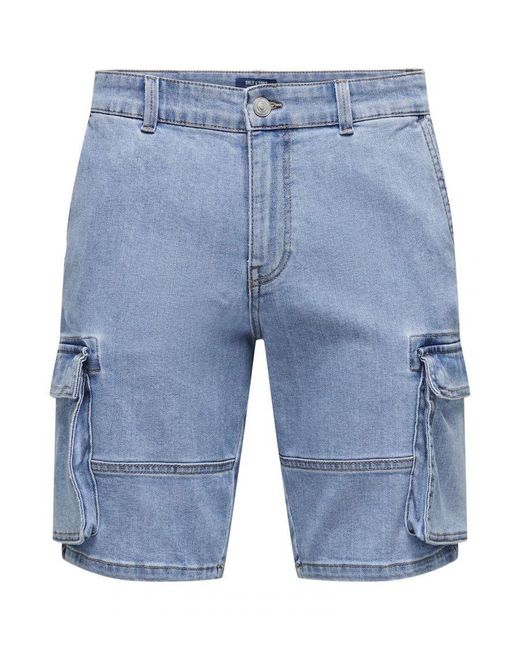 Only & Sons Shorts in het Blue voor heren