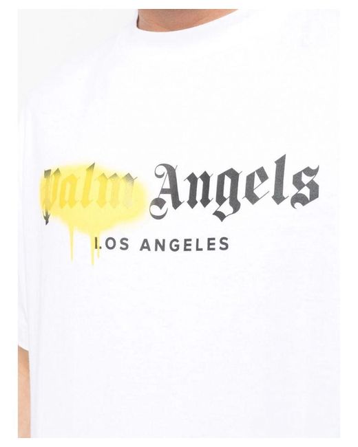 Palm Angels White Los Angeles Sprayed Logo T-Shirt for men