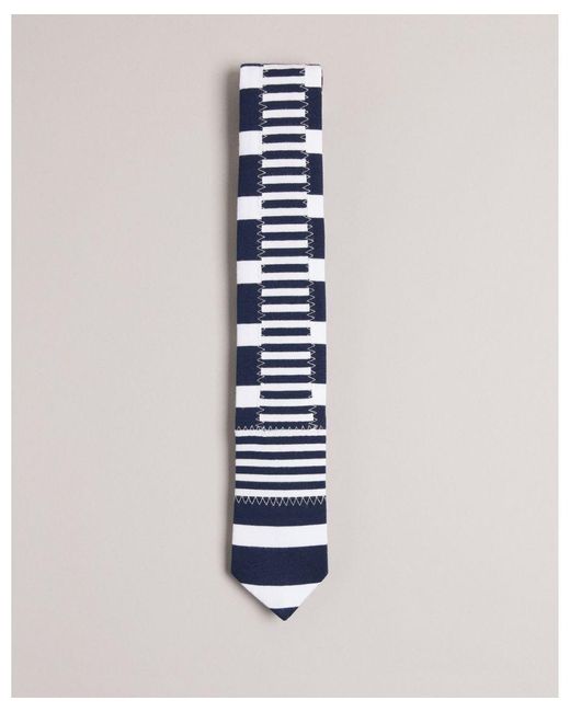 Ted Baker Blue Combahe Jersey Striped Tie for men