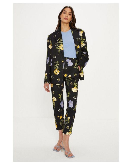 Oasis Multicolor Floral Printed Cotton Tapered Trousers
