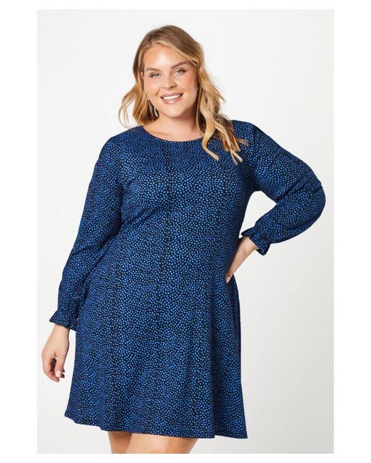 Dorothy Perkins Blue Curve Spot Fit And Flare Mini Dress