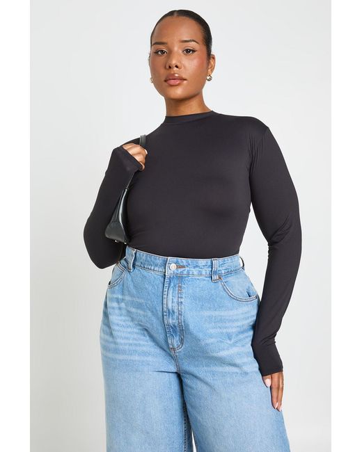 Boohoo Blue Plus Second Skin Long Sleeve Top