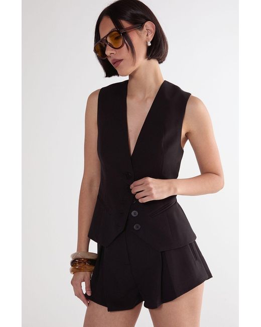 Nasty Gal Black Tailored Button Through Waistcoat