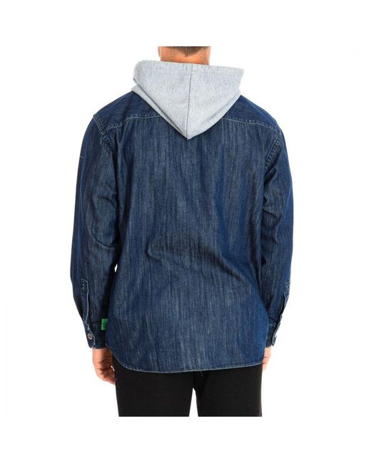 La Martina Blue Regular Fit Jacket With High Collar And Adjustable Hood Tmc009-Dm081 for men