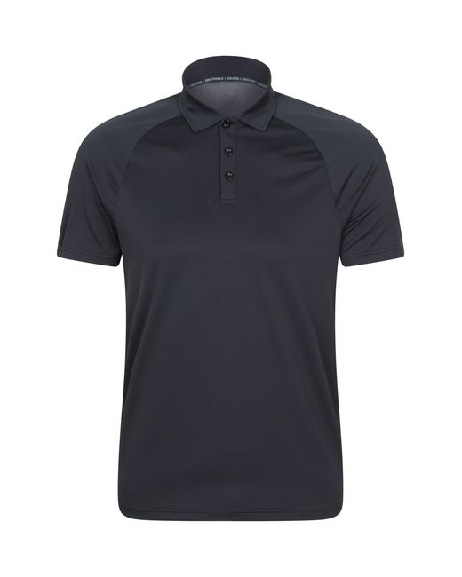 Mountain Warehouse Black 'Hit' Isocool Polo Shirt Lightweight Breathable Quick Dry Active Outdoor Top for men