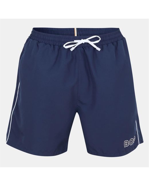 Boss Blue Solid Patterned Starfish Swim Short for men