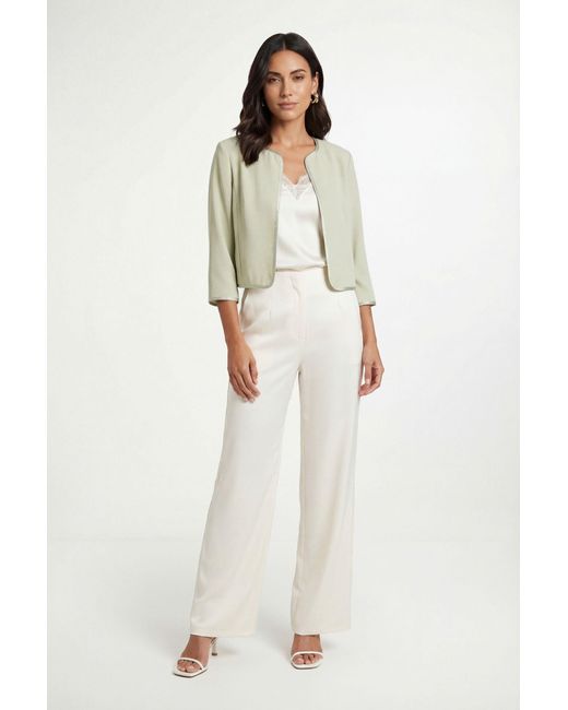 Wallis Green Woven Contrast Collarless Jacket