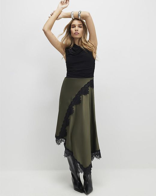 River Island Green Midi Dress Lace 2