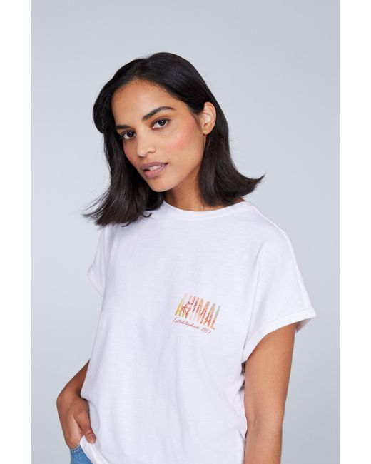 Mountain Warehouse White 'Holly' Logo T-Shirt With Turn Up Cuffs Cotton Breathable Summer Tee