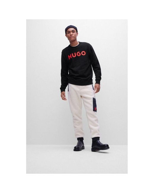 HUGO Black Dem Large Logo Crew Neck Sweatshirt Size: S for men