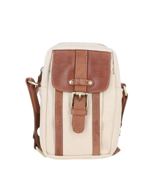 Fenland Sheepskin Natural Exquisite Real Leather X Canvas Body Bag for men