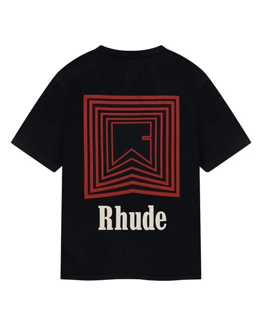 Rhude Black Chevron Repeat Logo T-Shirt for men