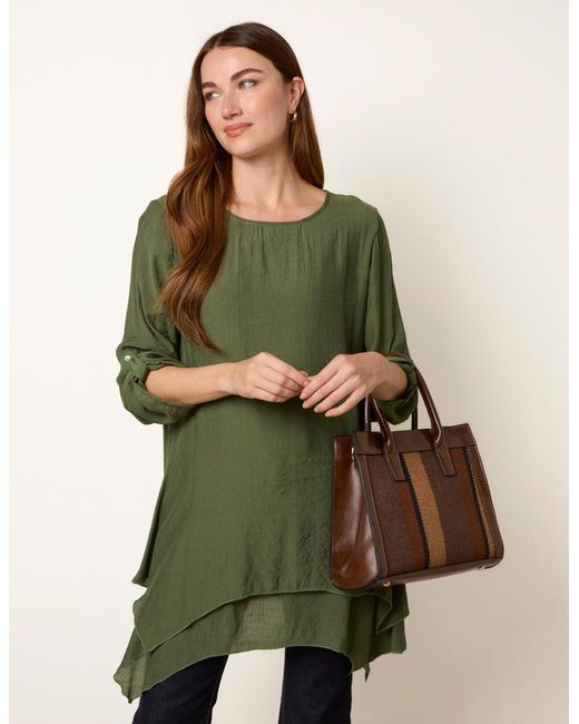 Blue Vanilla Green Double Layered Long Sleeve Top