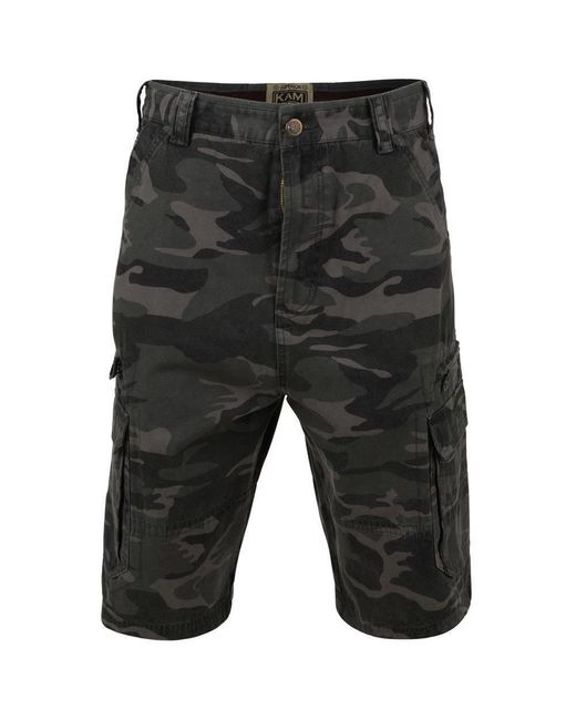KAM Jeanswear Gray Kam Camo Cargo Shorts for men