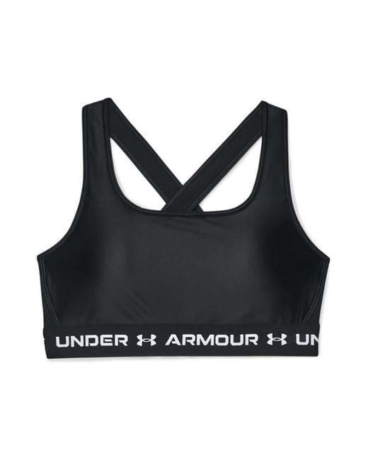 Under Armour Black Crossback Mid Matte Shine Sports Bra