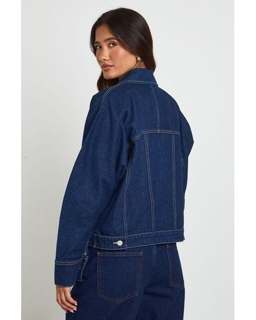 Boohoo Blue Barrel Sleeve Denim Jacket