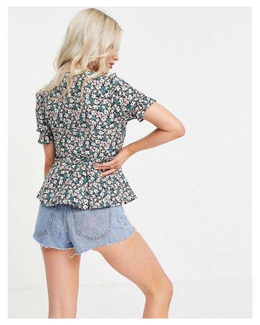 Vero Moda Blue Petite Wrap Blouse
