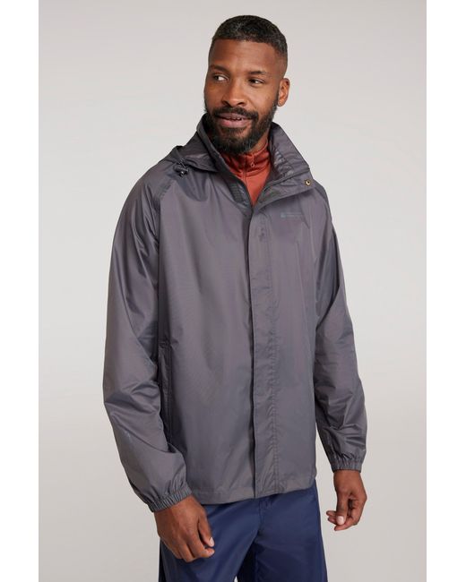 Mountain Warehouse Gray 'Pakka Ii' Waterproof Packable Breathable Hooded Full Zip Jacket for men