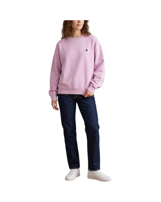 Carhartt Pink Sweatshirt Crew Neck Drop Shoulders