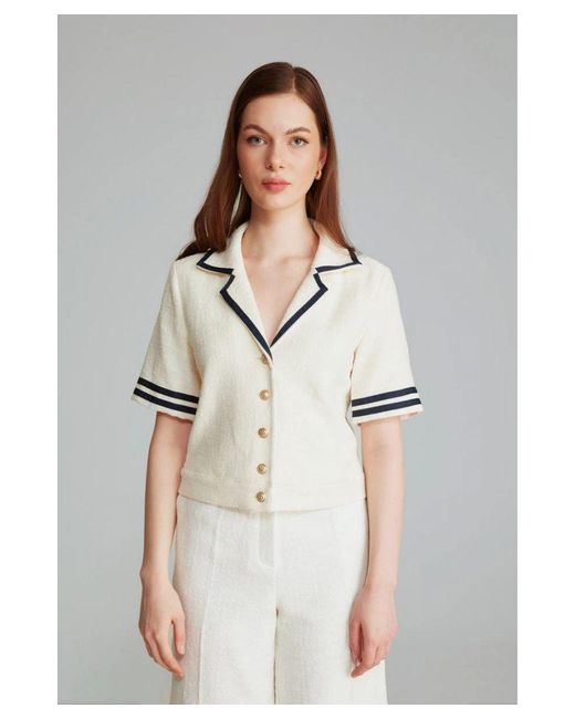 GUSTO White Textured Cotton Jacket With Buttons