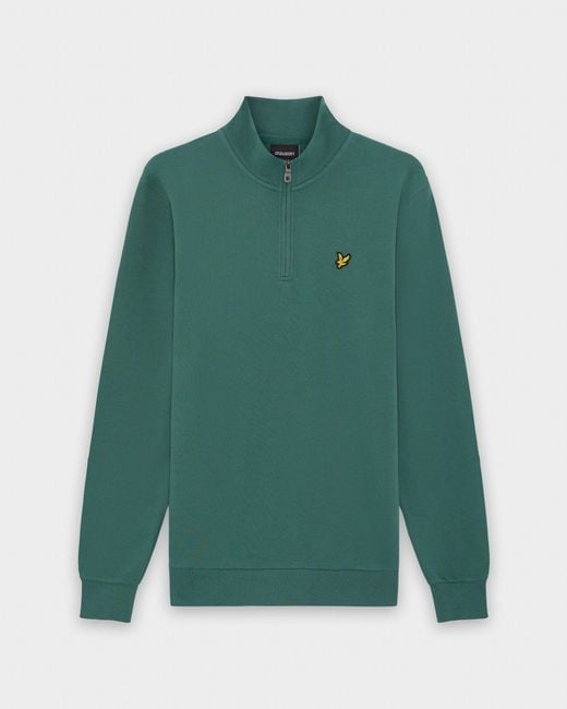 Lyle & Scott Green Loopback Quarter Zip Sweatshirt for men