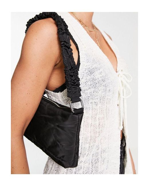 TOPSHOP Black Sacha Nylon Scrunchie Strap Shoulder Bag