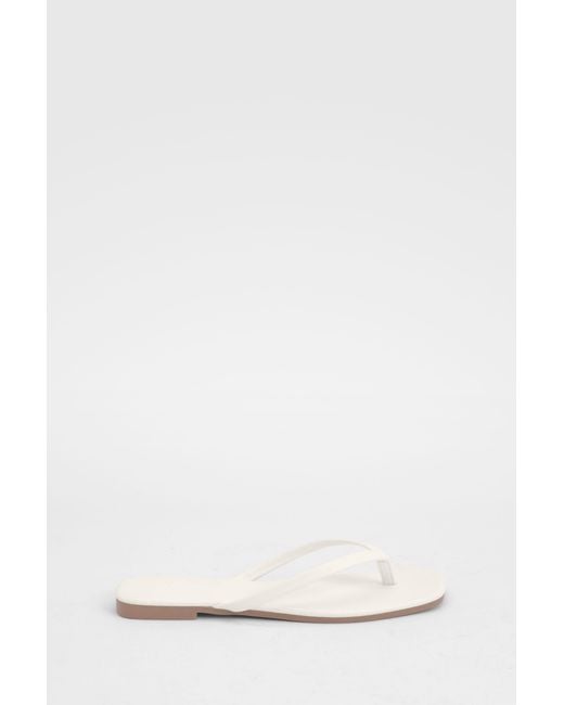 Boohoo Natural Square Toe Flip Flops