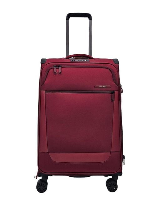 Infinity Leather Red Lightweight Suitcases 4 Wheel Luggage Travel Cabin Bag