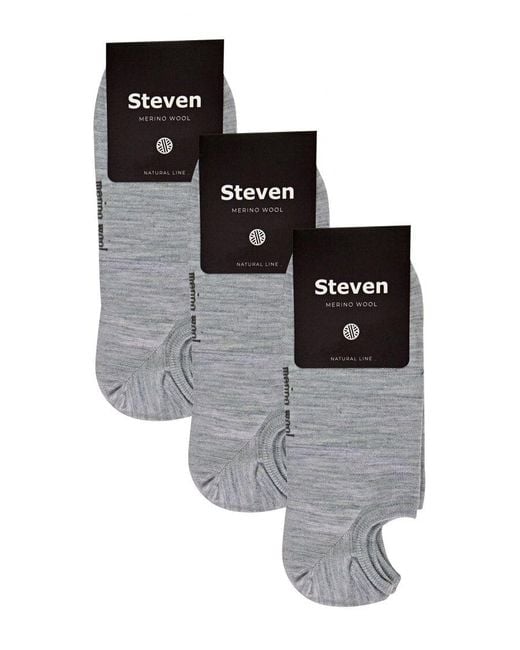 Steve Madden Gray 3 Pairs Multipack Merino Wool Invisible Socks for men