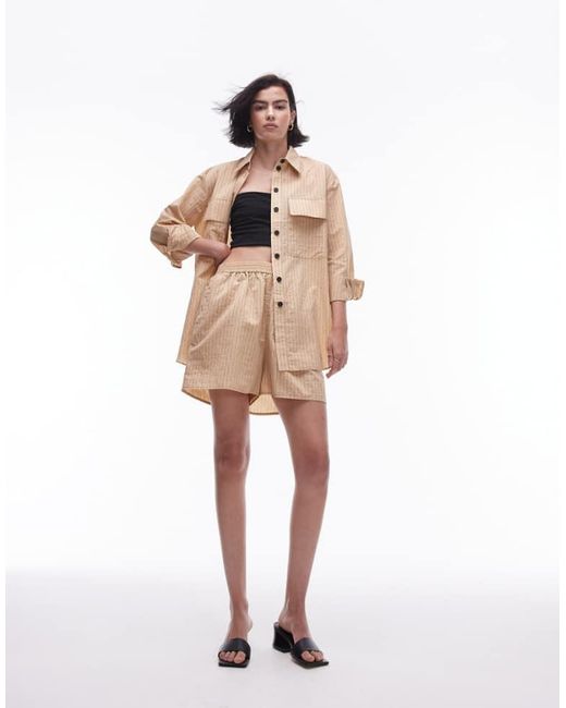 TOPSHOP Natural Co-Ord Technical Pinstripe Short
