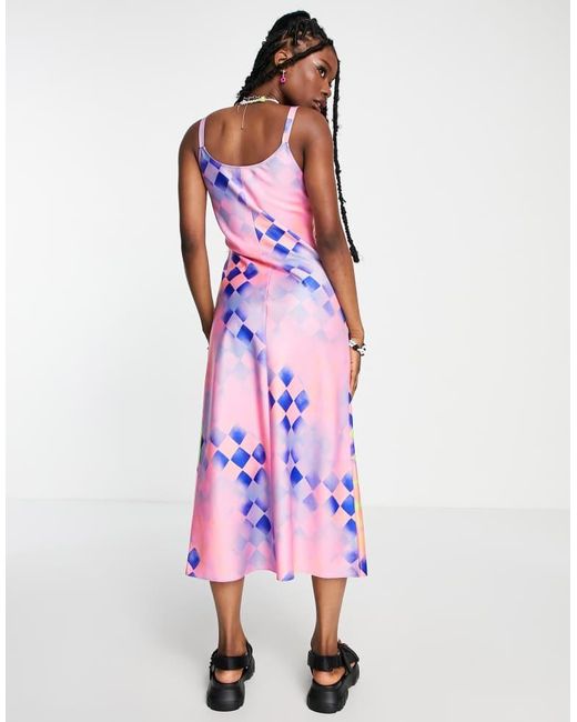 Collusion Multicolor Cami Abstract Printed Maxi Slip Dress
