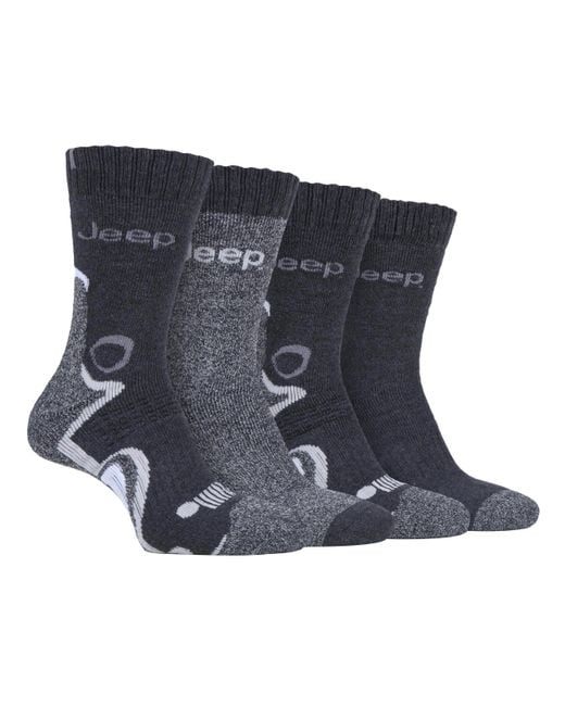 Jeep Blue 4 Pairs Anti Blister Thick Cushioned Luxury Boot Socks for men