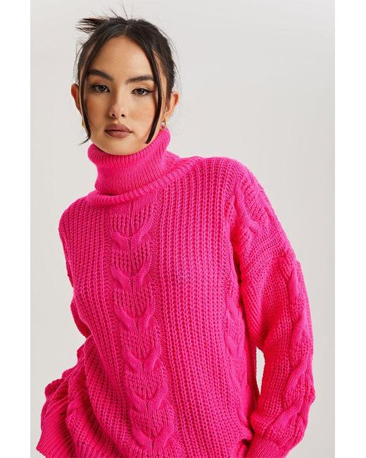 Urban Bliss Pink Bright Roll Neck Jumper