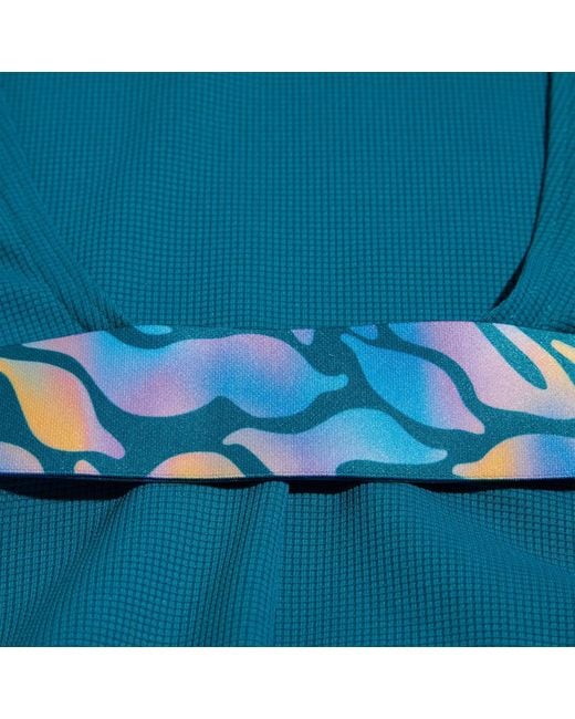 Speedo Blue Belted Deep U Back Textured Swimsuit