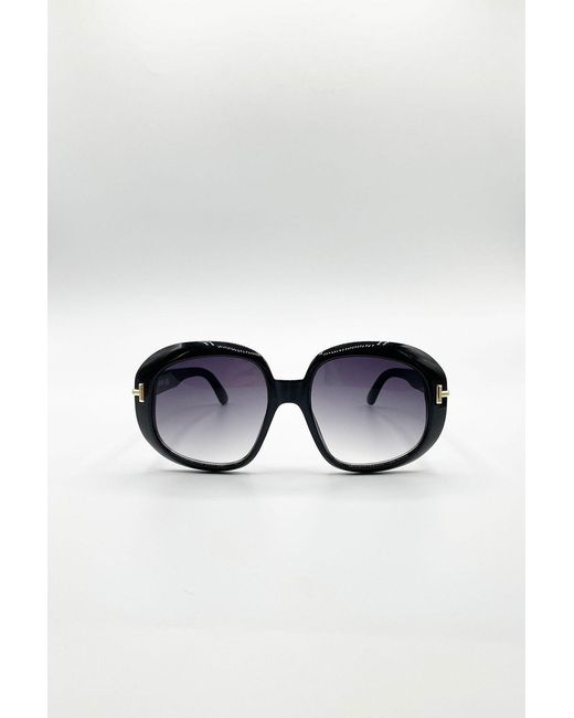 SVNX Blue Bold Round Oversized Sunglasses
