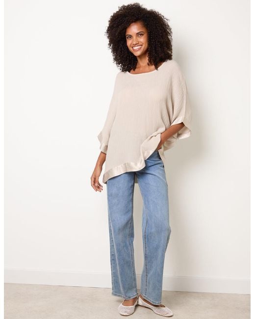 Blue Vanilla Natural Viscose Crinkle Top With Satin Finish