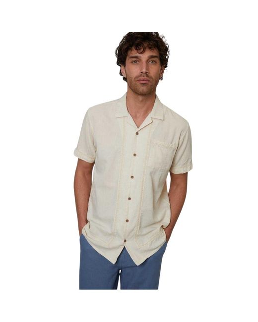 Threadbare Blue Crochet Trim Short-Sleeved Shirt for men