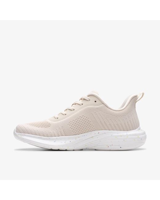 Clarks White Izza Knit Cream Trainers