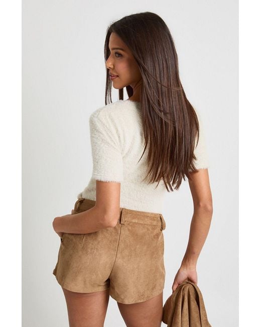 Boohoo White Faux Suede Short
