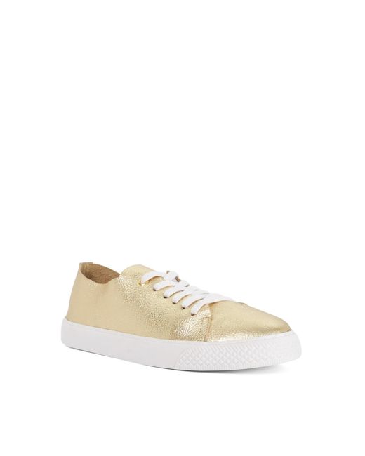 Dune Natural Ellvie Leather Trainers