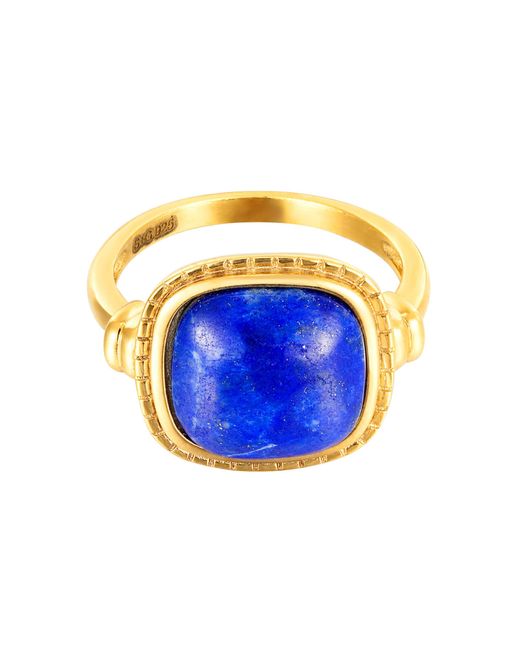 SEOL + GOLD Blue 18Ct Plated Lapis Lazuli Ring Sterling