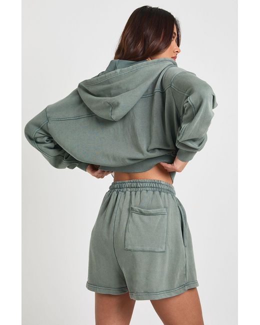 Boohoo Green Washed Loopback Sweat Short