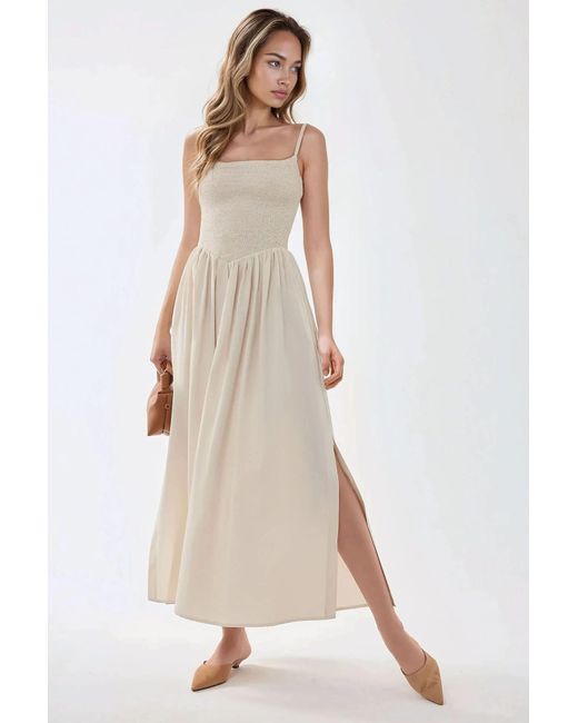 Hiccup Natural Square Collar A-Form Maxi Dress