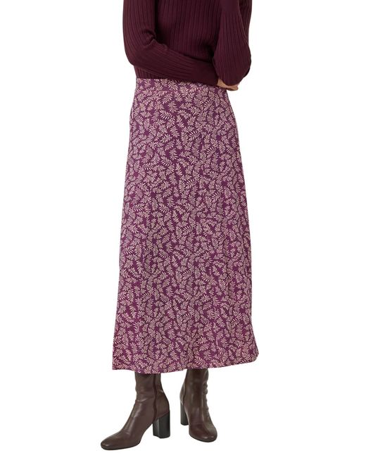 Roman Purple Sprig Leaf Stretch Midi Skirt