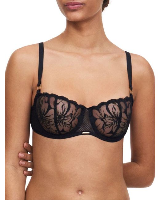 Chantelle Black Fleurs Half Cup Balcony Bra