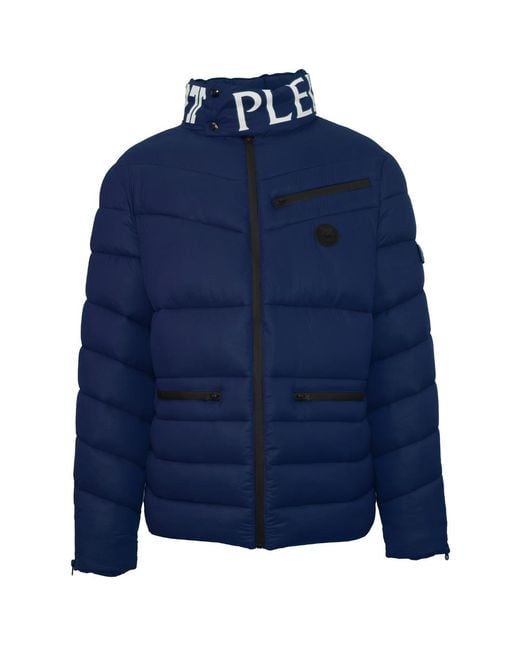 Philipp Plein Blue Padded Bold Logo Jacket for men
