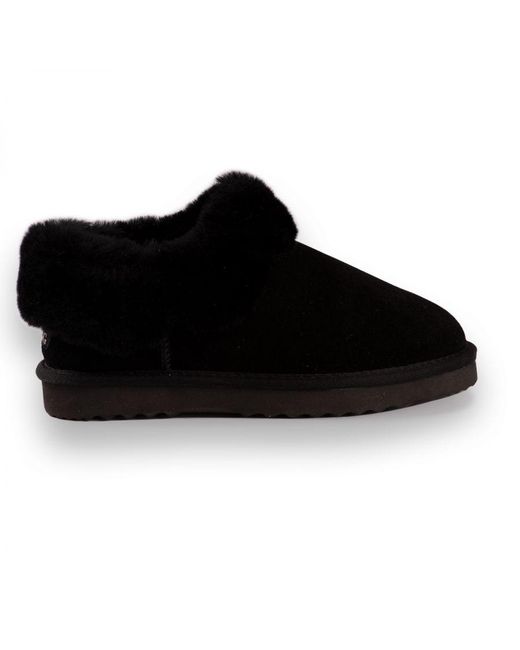 Aus Wooli Black Australia Sheepskin Wool Coogee Traditional Ankle Slippers
