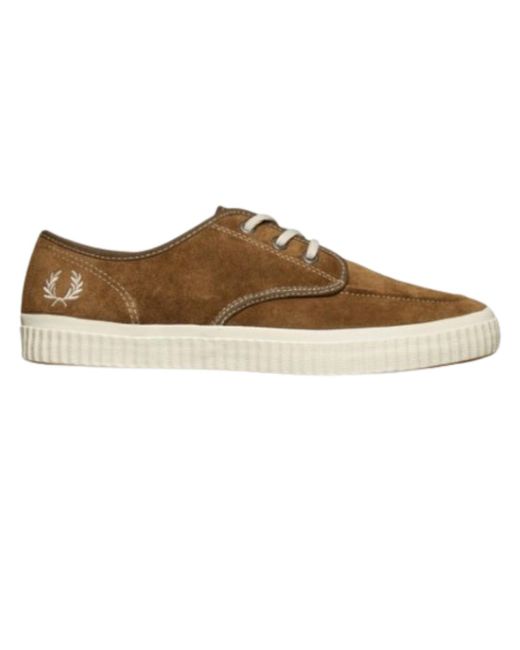 Fred Perry Brown B7175 988 Low Suede Ealing Leather Trainers for men